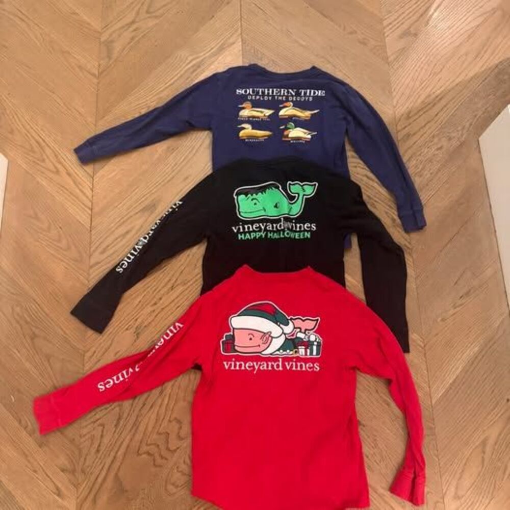 Boys Southern Tide + Vineyard Vines Long Sleeve Shirt Lot S 8/10 – 3 Shirts